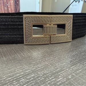 Area Stars Gia Double Buckle 2 1/4” Black Stretch Woven Belt
